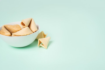 Fortune cookies on the green background