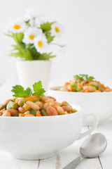 White beans with vegetables in a bowl