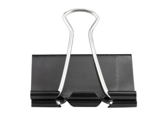 black paperclip on white background