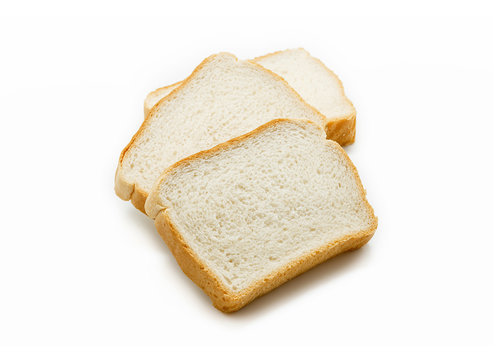 Slices of white bread isolated