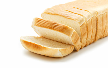 Close up of Tasty sliced bread isolated on white