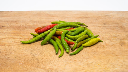 Chilly pepper on the wooden