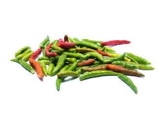 chilly peppers on white background