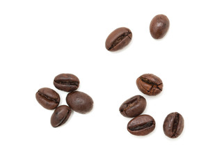 roasted coffee beans on a white background