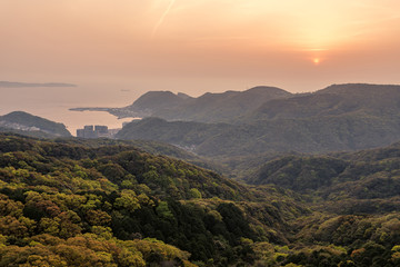 Inasayama  JAPAN : NAGASAKI bay landscape sunset mountain view