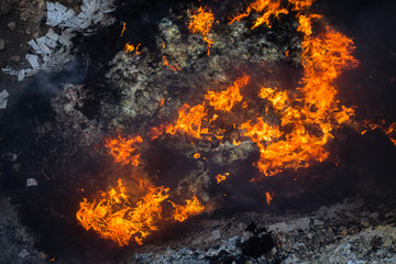 Red and yellow burning flames.