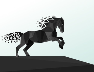 Black horse polygonal geometric, pattern design