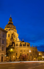 Fototapeta na wymiar St. Stephens Basilica in blue hour. Budapest, Hungary