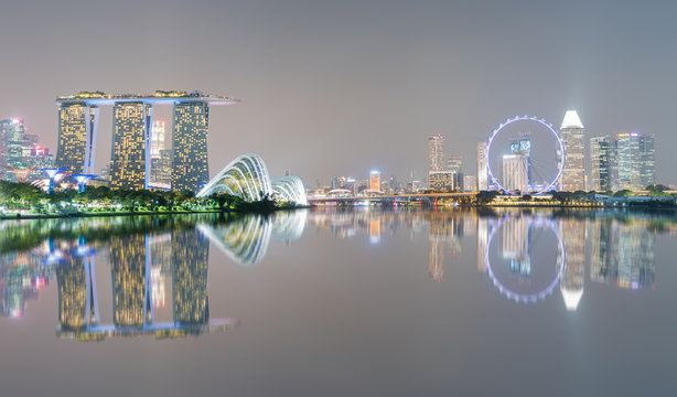 Singapore city skyline at night