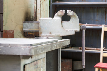 Old bench metal vise.