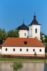 Fototapeta na wymiar Moldovan orthodoxal monastery near tke lake.