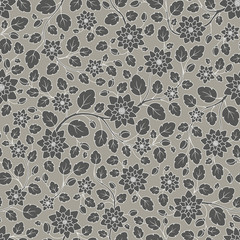 Seamless vector floral pattern with colorful fantasy plants and