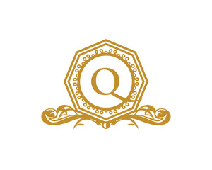 Royal Hexagon Letter Q Logo