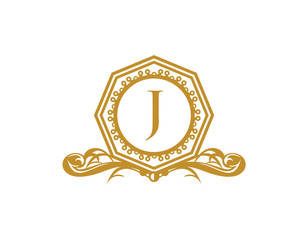 Royal Hexagon Letter J Logo