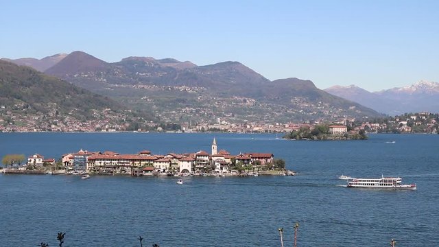 Ferry transport of Isola dei Pescatori on Lake Maggiore, Italy