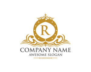 Fototapeta na wymiar Royal Crown Letter R Logo