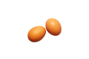 two fresh eggs on a white background