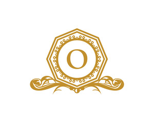 Naklejka premium Royal Hexagon Letter O Logo
