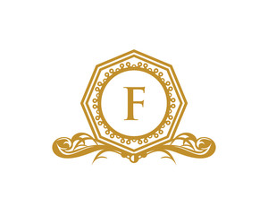 Royal Hexagon Letter F Logo