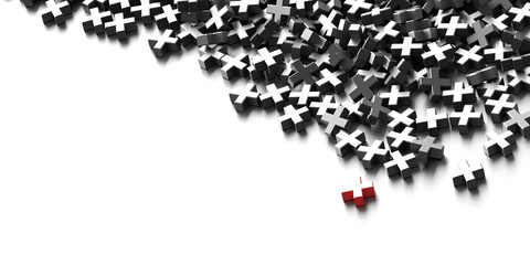 Colored plus symbols background, 3d rendering