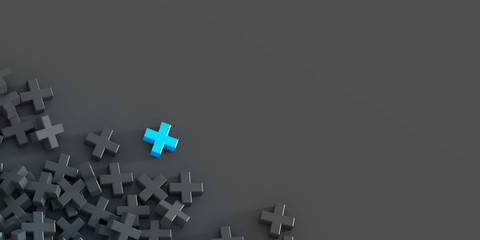 Colored plus symbols background, 3d rendering