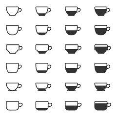 Coffee cup and Tea cup icon set.