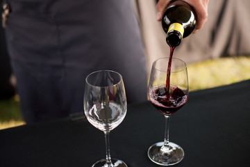 Pouring Wine into a Glass