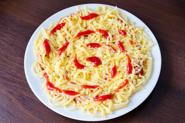 plate with spaghetti