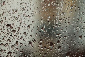 Rain drops on window , rainy day