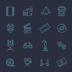 Vector outline movie icons set
