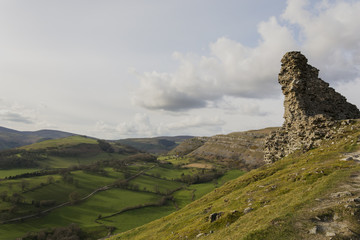Castle ruins on the hillside Llangollen North Wales UK Europe