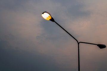 lamp post with twilight sky