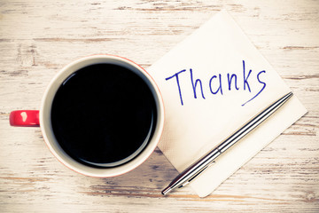 Message written on napkin