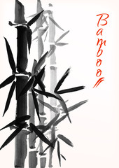 Bamboo sumi-e ink painted card