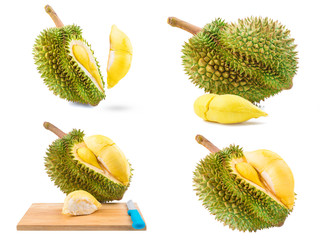 mature durian fruit isolated on white background