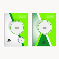 Triangle and circle vector annual report brochure design template