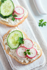 sandwiches with ricotta cheese and vegetables