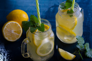 Citrus homemade lemonade, summer drink.