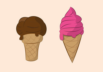 vector illustration of ice cream cones