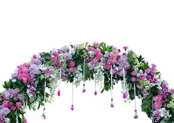 Wedding arch on white background with working path