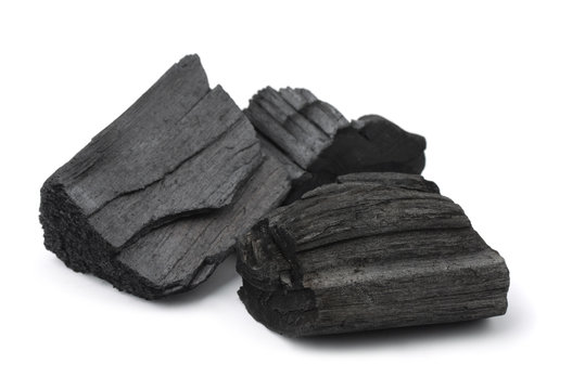 Three pieces of charcoal