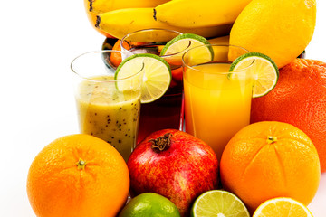 fresh fruit on a white background