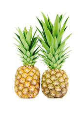 Ripe pineapples isolated on a white