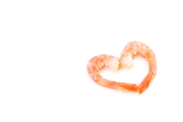 Fresh boiled shrimps isolated on a white