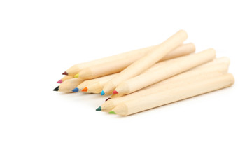 Colour pencils isolated on a white, close up