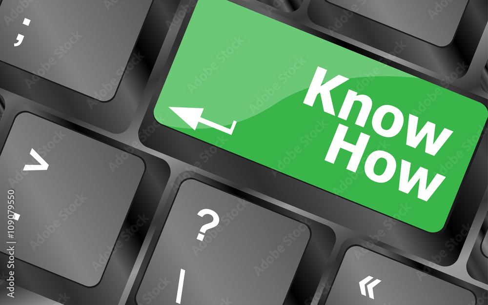 Poster know knowledge or education concept button on computer keyboard . keyboard keys icon button vector