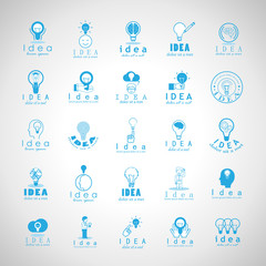 Idea Icons Set-Isolated On Gray Background-Vector Illustration,Graphic Design.