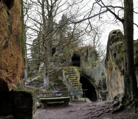 Rocky castle Pantheon in Mala Skala in Cesky raj (Czech Paradise)