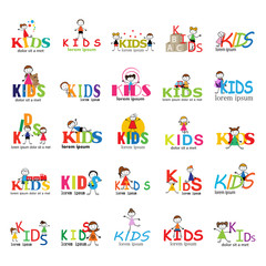 Fototapeta premium Children Icons Set - Isolated On White Background, Vector Illustration,Graphic Design. Fun Concept