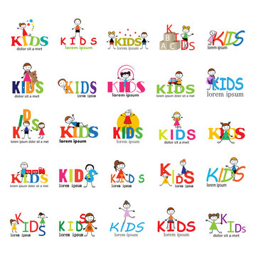 Children Icons Set - Isolated On White Background, Vector Illustration,Graphic Design. Fun Concept